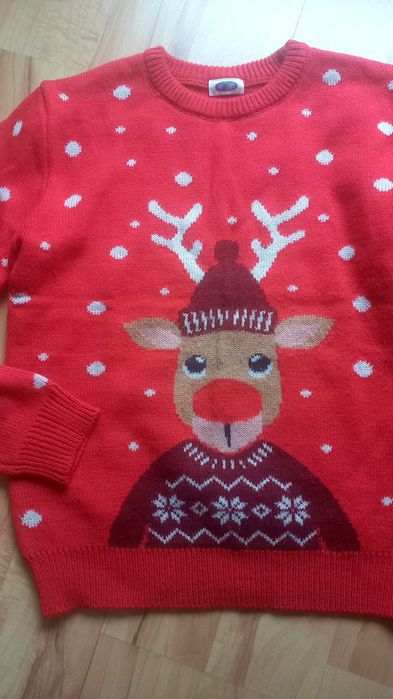 Sweter świąteczny rudolf renifer 146/152