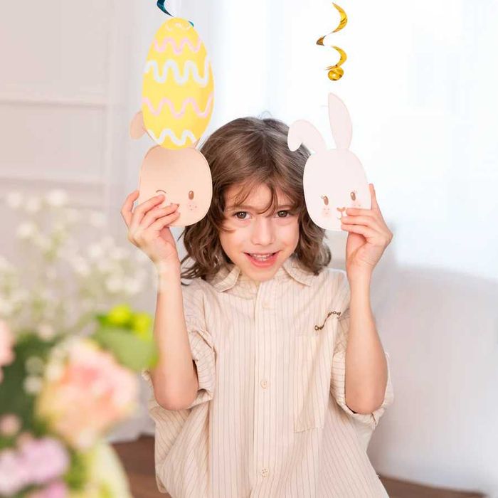 Dekoracje papierowe świderki "Jajka i króliki" 1opak./6szt.