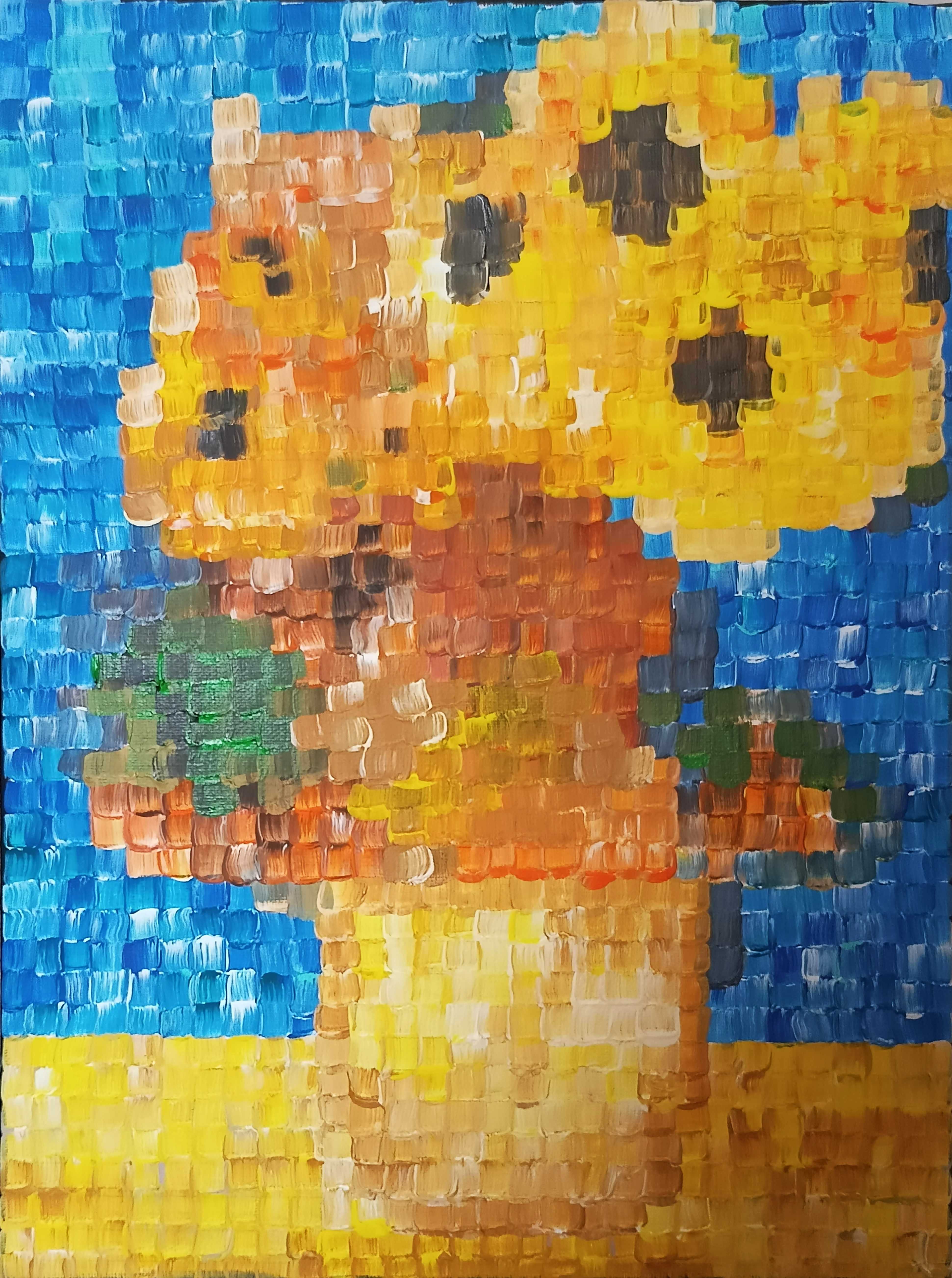 Obraz pixelart Słoneczniki van Gogha inspiracja akryl