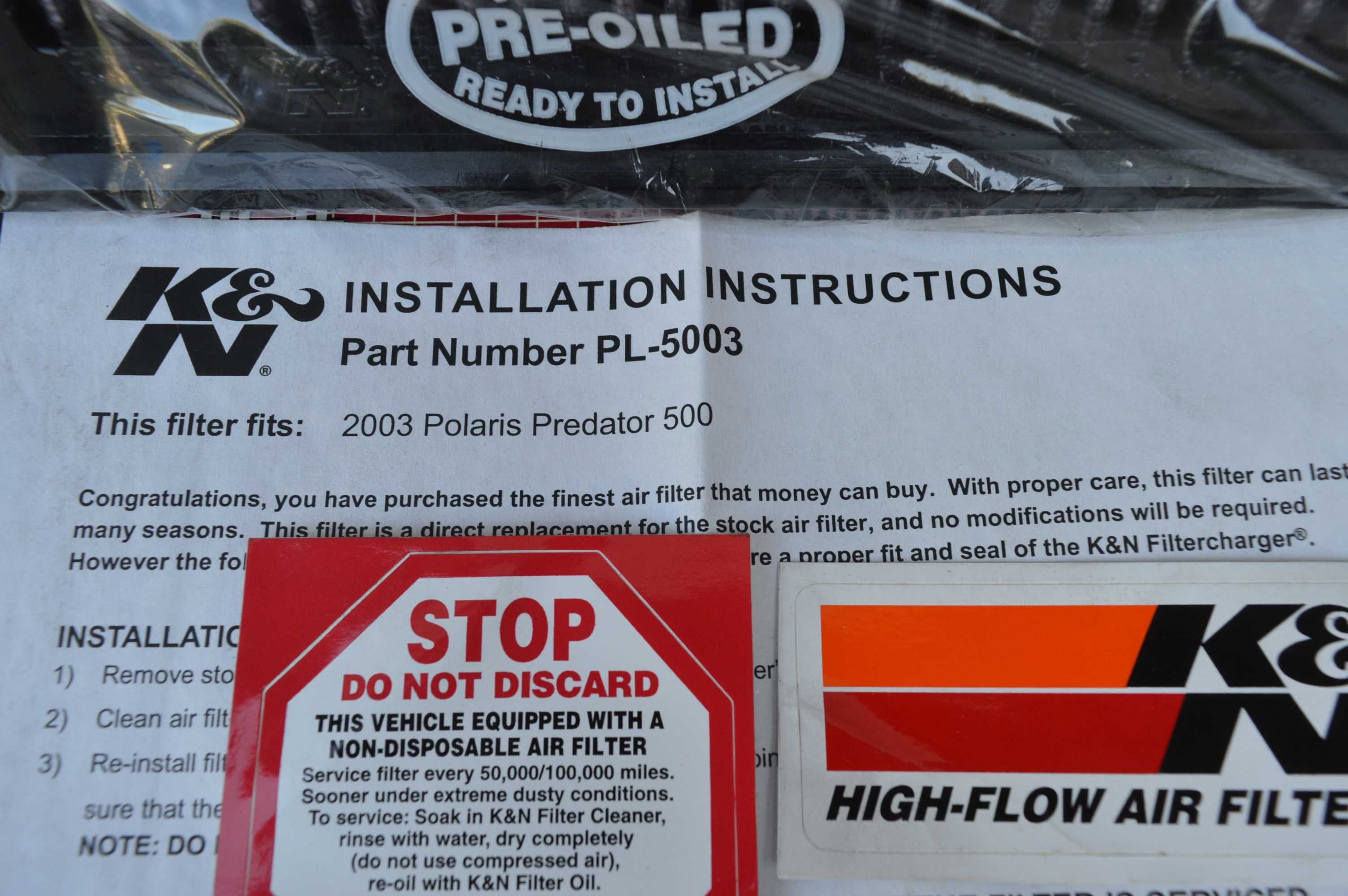 Polaris Predator 500 '03-07r FILTR powietrza K&N nowy / 216x214x27mm
