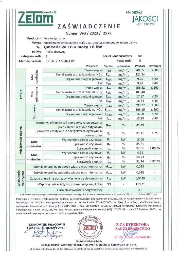 Kocioł, piec na pelet PEREKO QmPell EVO 18 kW - zapalarka