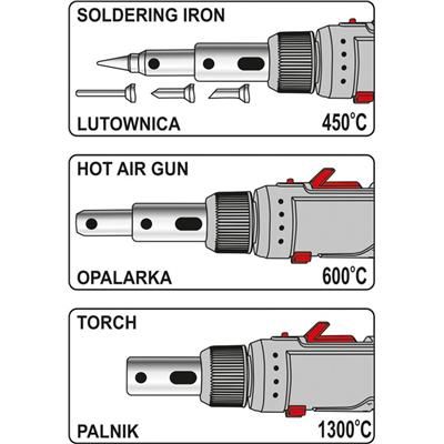 Lutownica gazowa 3w1 z akcesoriami Yato 36706