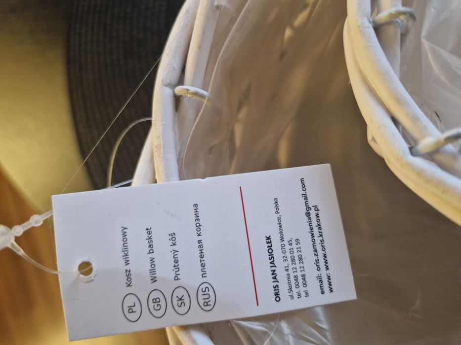 2 kosze wiklinowe białe, nowe