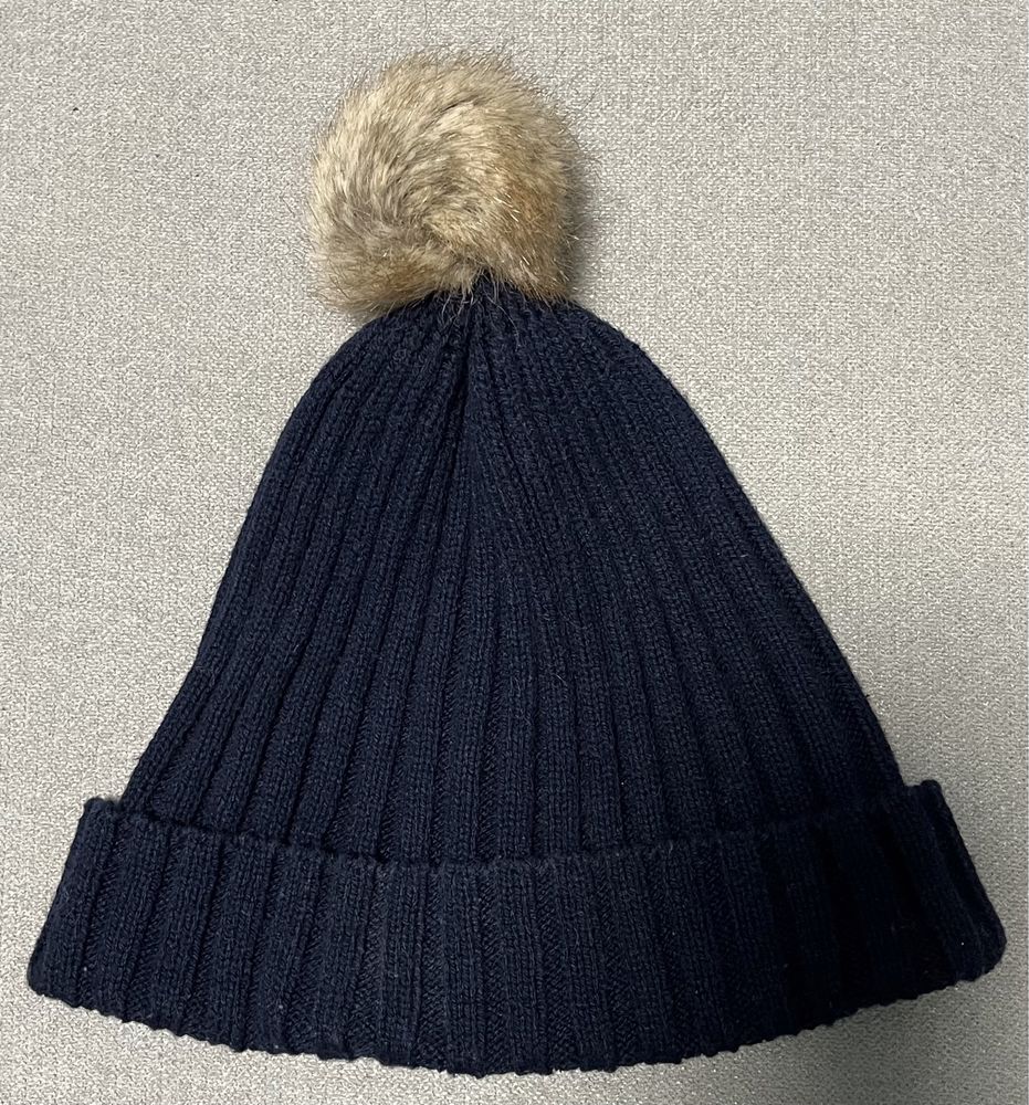 Granatowa czapka zimowa z pomponem H&M roz.62/68