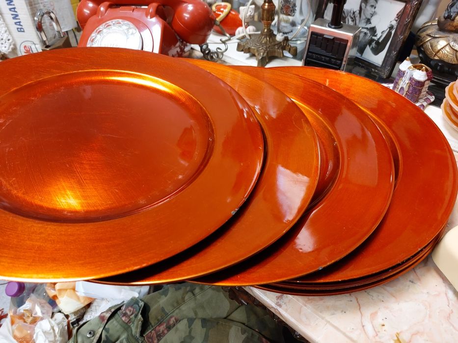 Conjunto de 6 pratos cor cobre para decoração de Natal