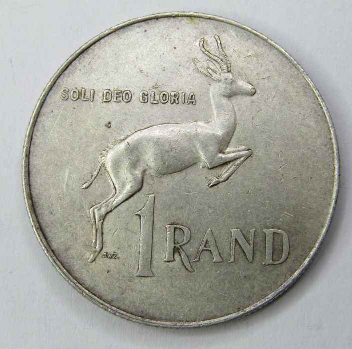 Moeda sul-africana de R1 de 1967 (erro raro de cunhagem dupla)