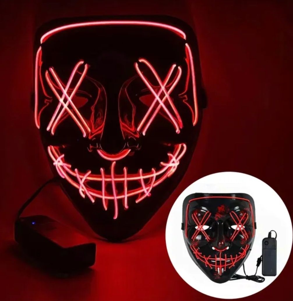 Maska LED Świecąca 3 Tryby Halloween