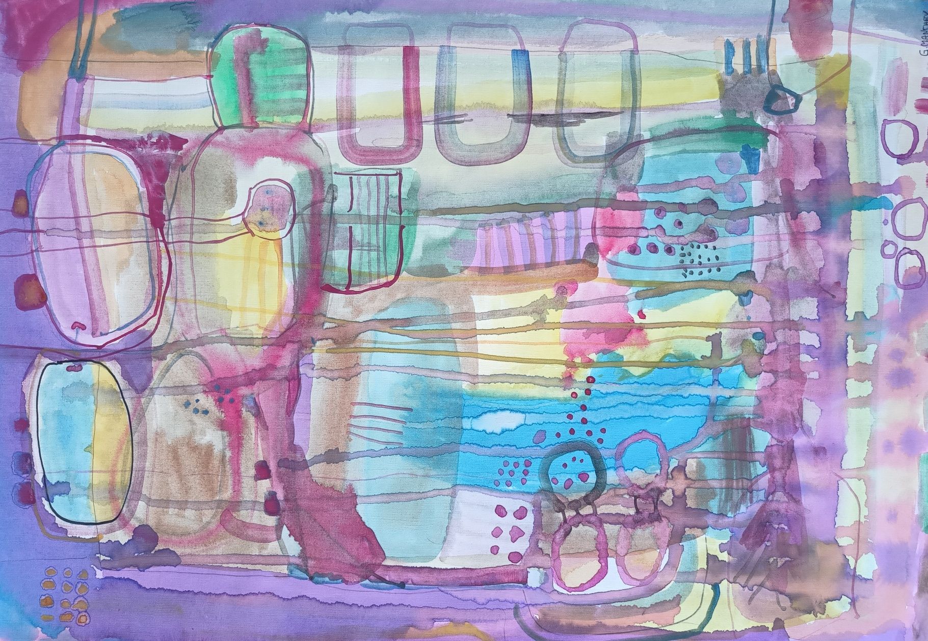 Obraz akwarelowy, akwarela, abstrakcja, praca autorska, format A2
