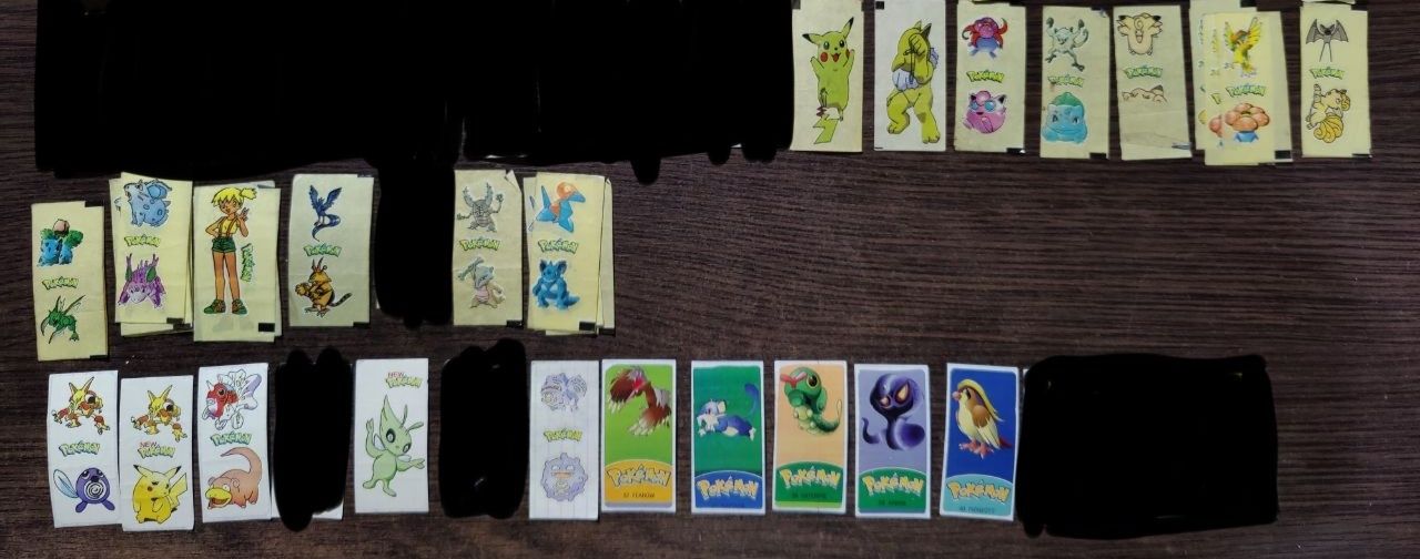 Наклейки, вкладыши, карточки, татушки Pokemon Покемон из 90-х и 00-х