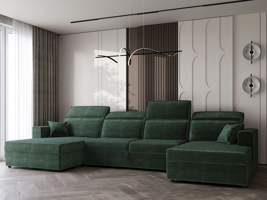 Narożnik U prosto od producenta rozkładany regulowane zagłówki