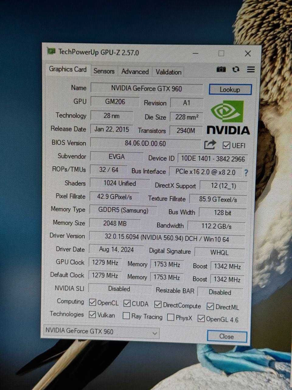 Ігрова відеокарта EVGA GeForce GTX 960 2GB GDDR5