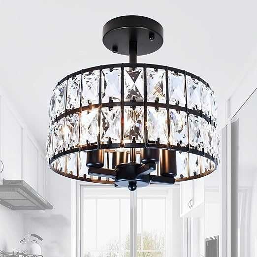 Kryształowy Żyrandol NOBLY 4-Żarówki, Ø 29 cm, Czarny Metalowy