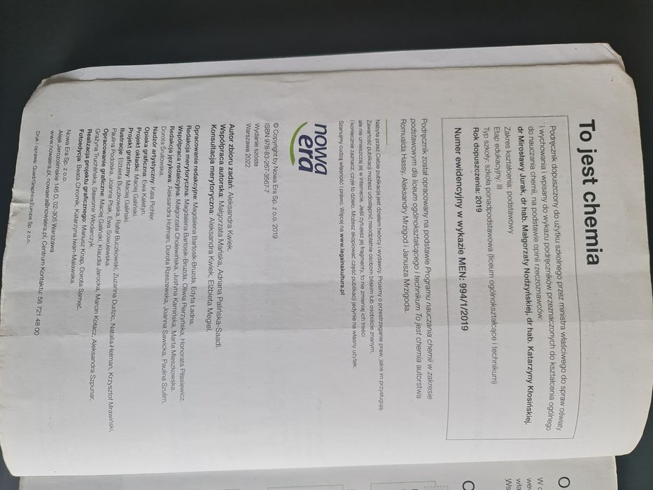 To jest chemia 1 zakres podstawowy Nowa Era