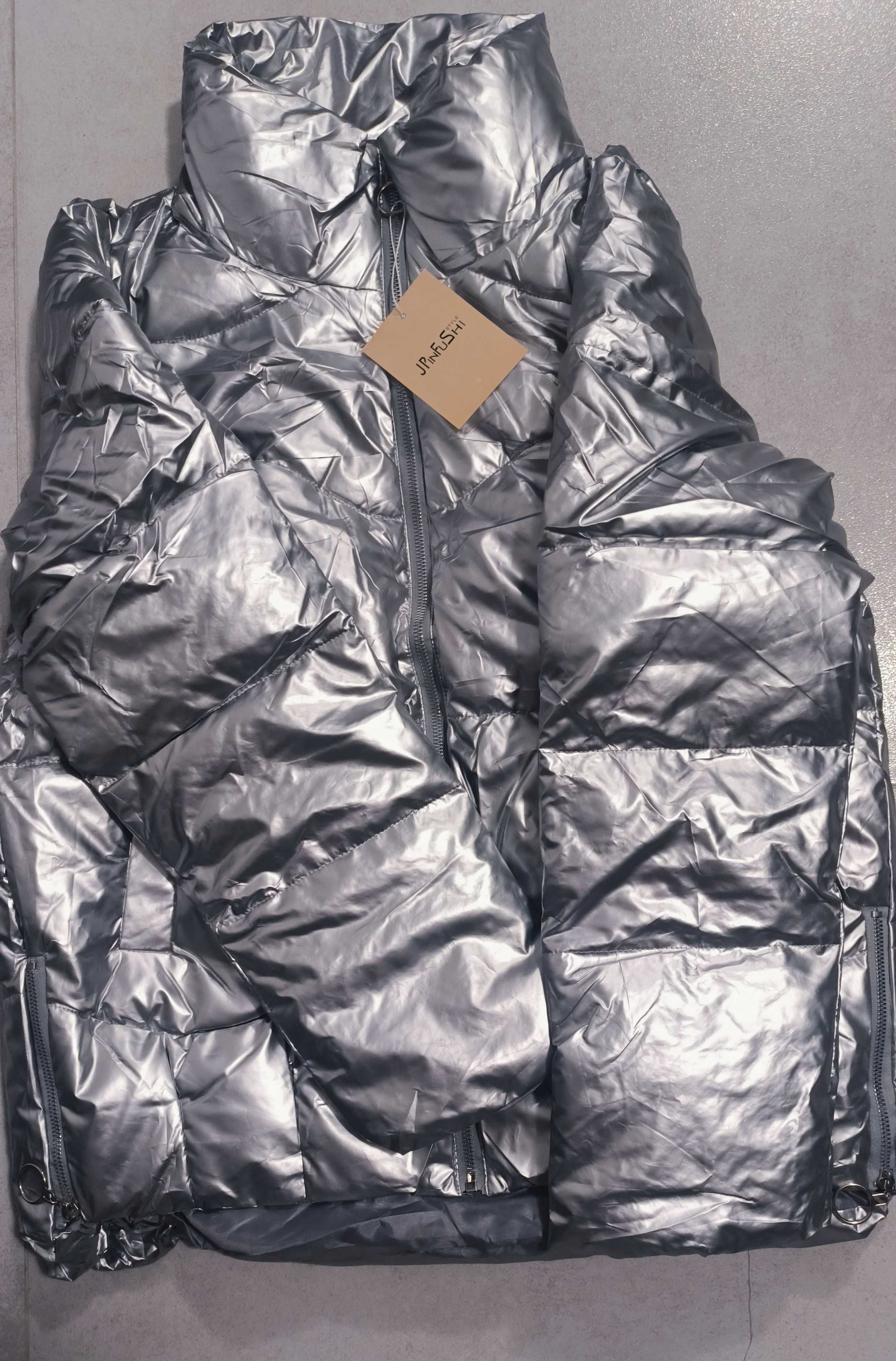 Nowa kurtka z metką - w kolorze srebrny metaliczny M