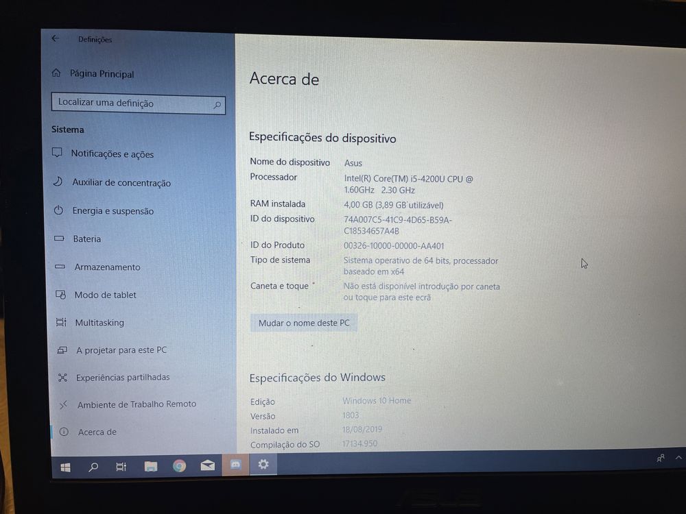 Portatil Asus X550L Notebook Pc