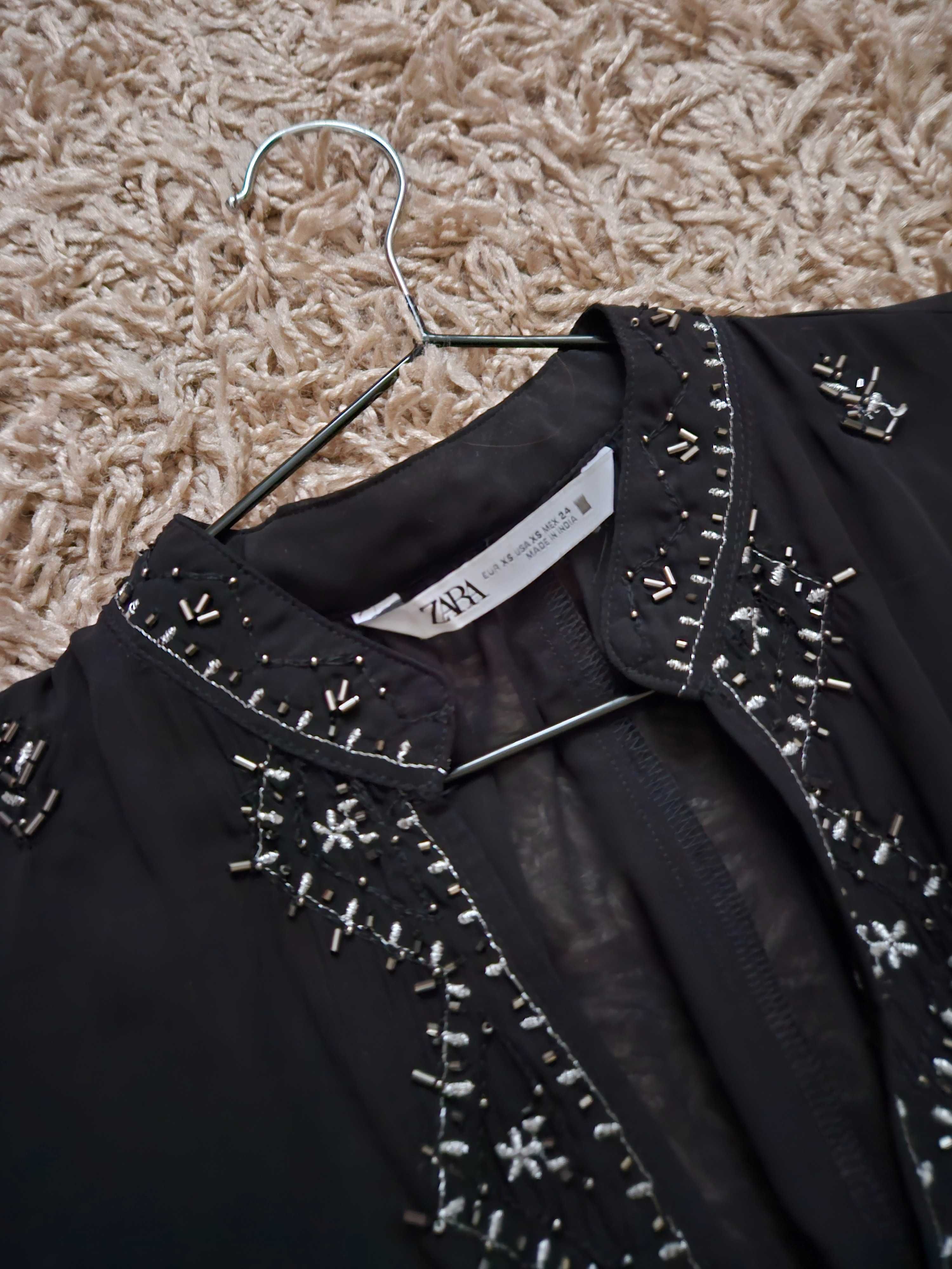 Czarna koszula szyfonowa boho Zara XS 34 Nowa