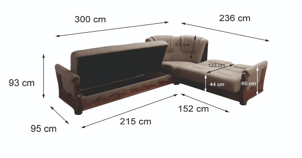 Narożnik wersalkowy 3/2 "KOMFORT" skóra naturalna/dąb PRODUCENT