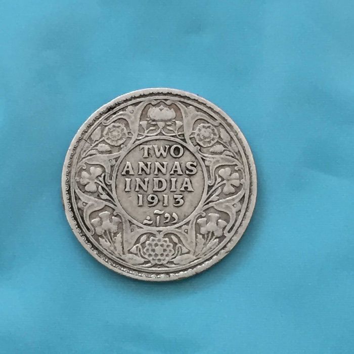 India Britânica Two Annas 1913 prata