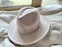 H&M, NOWY z metką kapelusz fedora, jasnoszary, beżowy  r.M