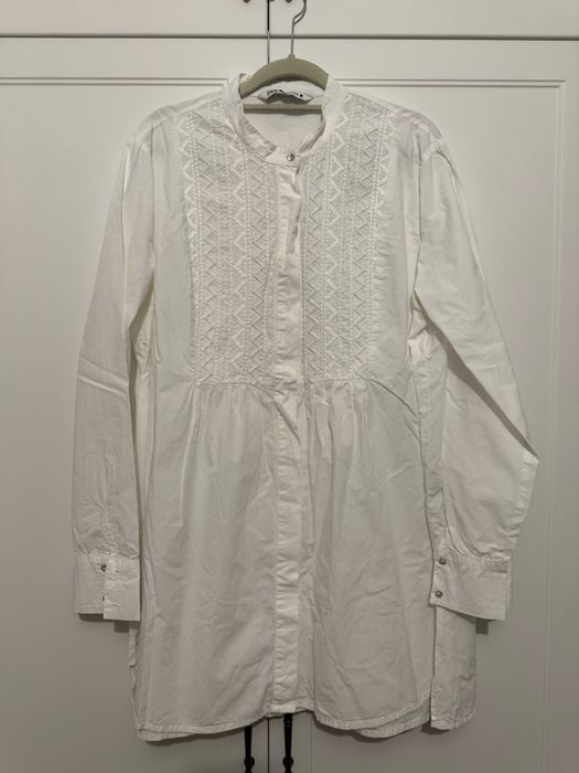 Bawełniania koszula haftowana Zara XL