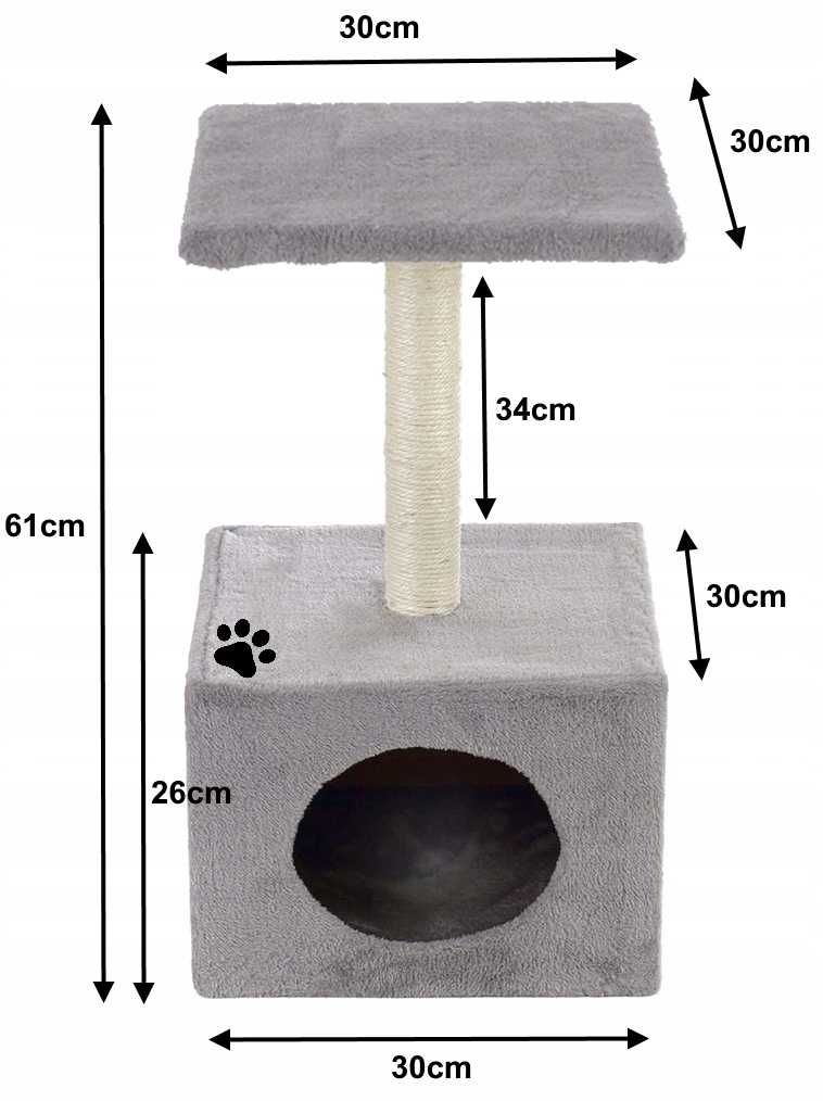 DRAPAK dla Kotka Kota kotów legowisko budka słupek domek sizalowy 61cm