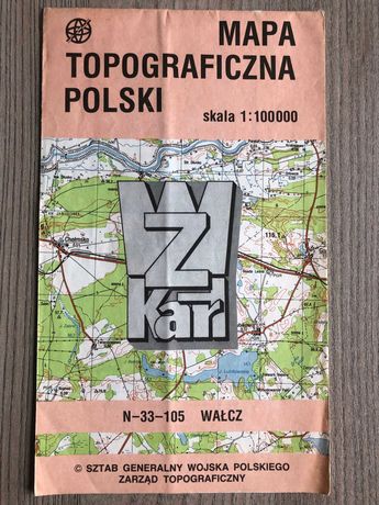 Mapa topograficzna Polski Wałcz 1992