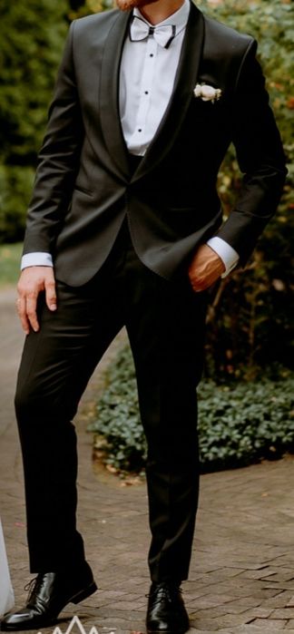Smoking ślubny czarny BYTOM plus dodatki