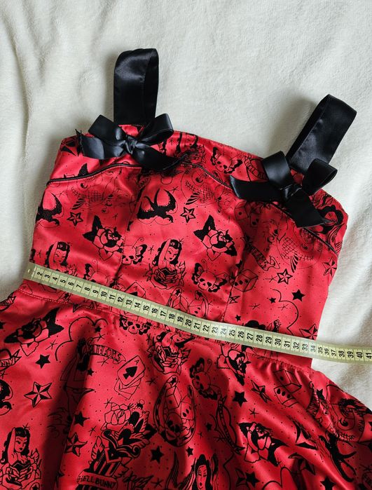 Hell bunny czerwona sukienka midi xs 34 tattoo