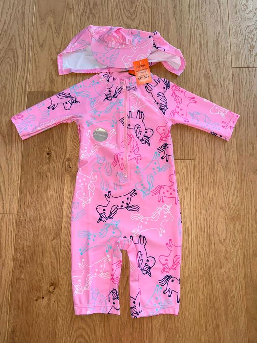 Kostium kąpielowy dziewczęcy z czapką ochronną - George