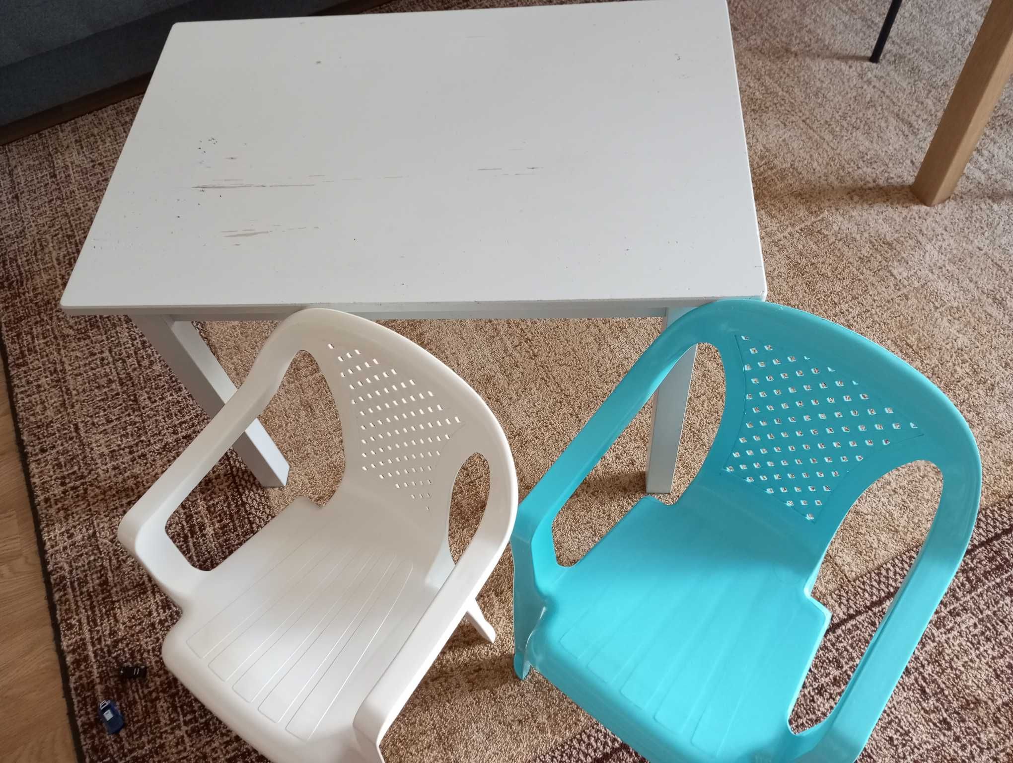Stolik dla dzieci z krzesłami IKEA SUNDVIK, szary, 76x50 cm