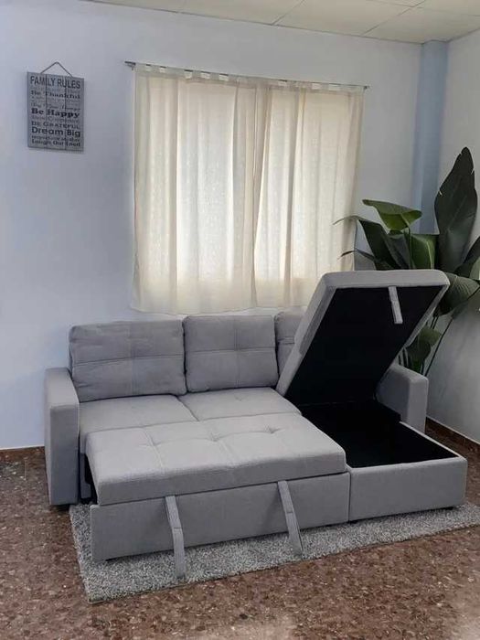 sofá cama cinza con arrumação - ENVÍO GRATIS