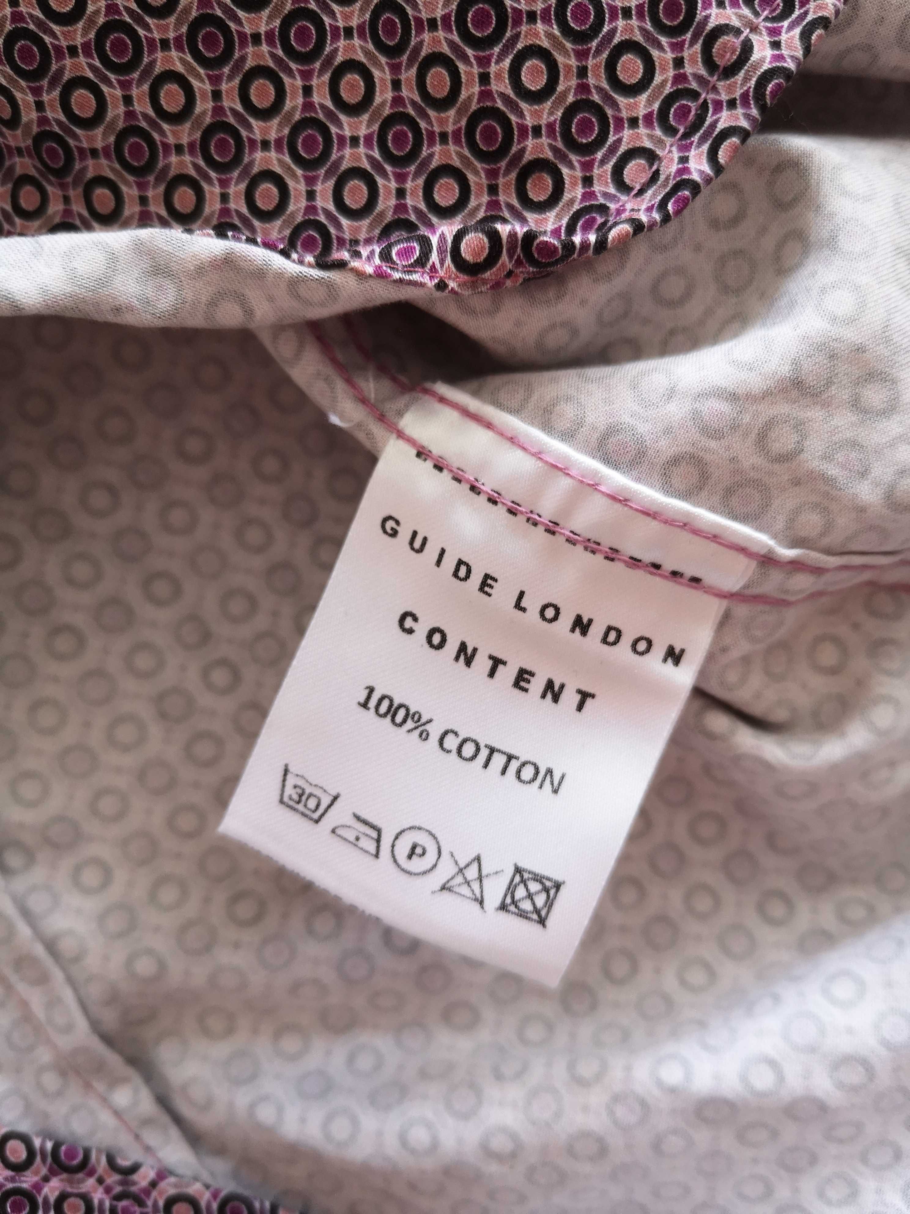Fioletowa elegancka wzorzysta koszula Guide London Premium M 48 j nowa