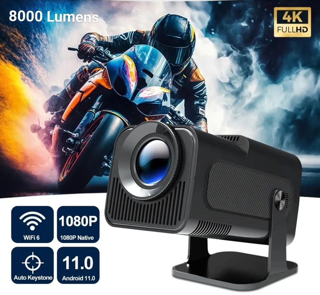 Projetor 8000 lumens + Android + NATIVA 1080p + WiFi 6 + Keystone 4D