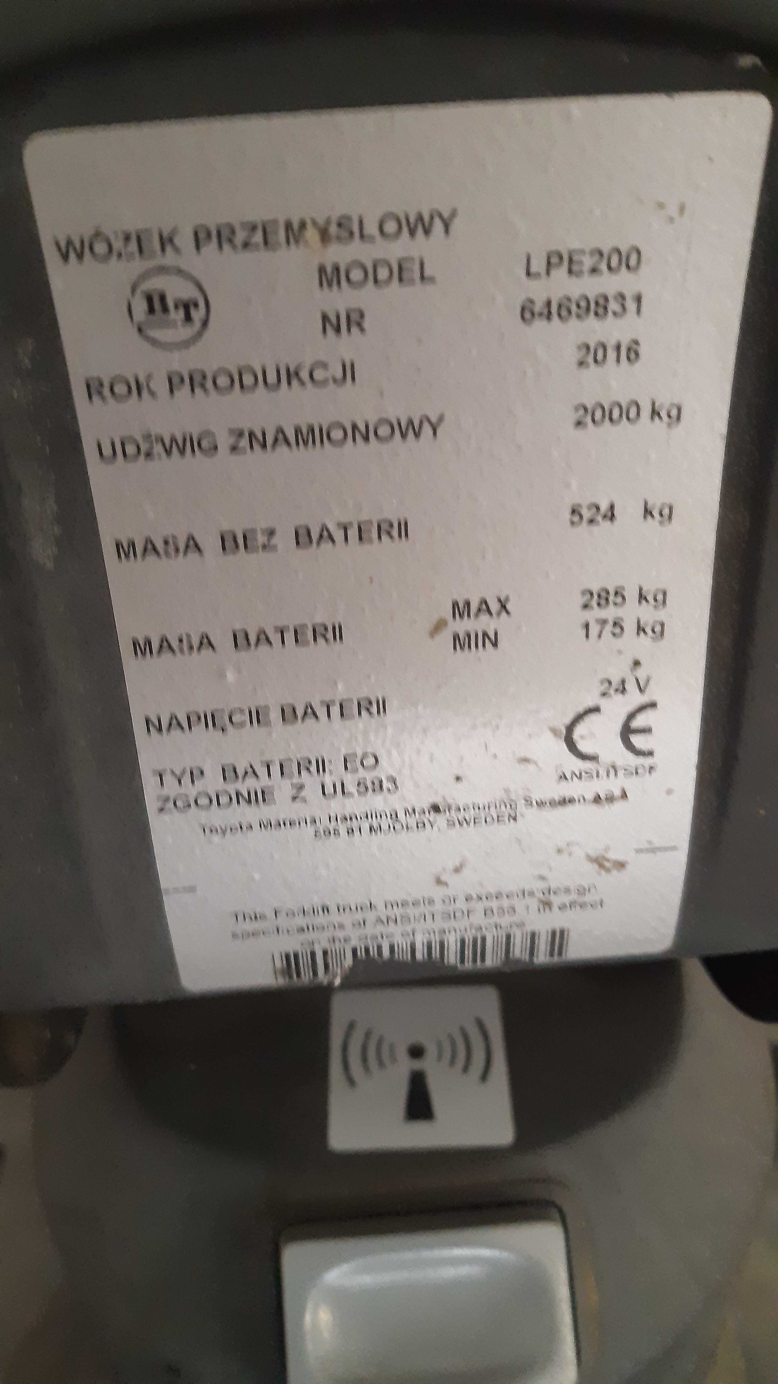 Paleciak elektryczny, wózek Toyota BT LPE 200