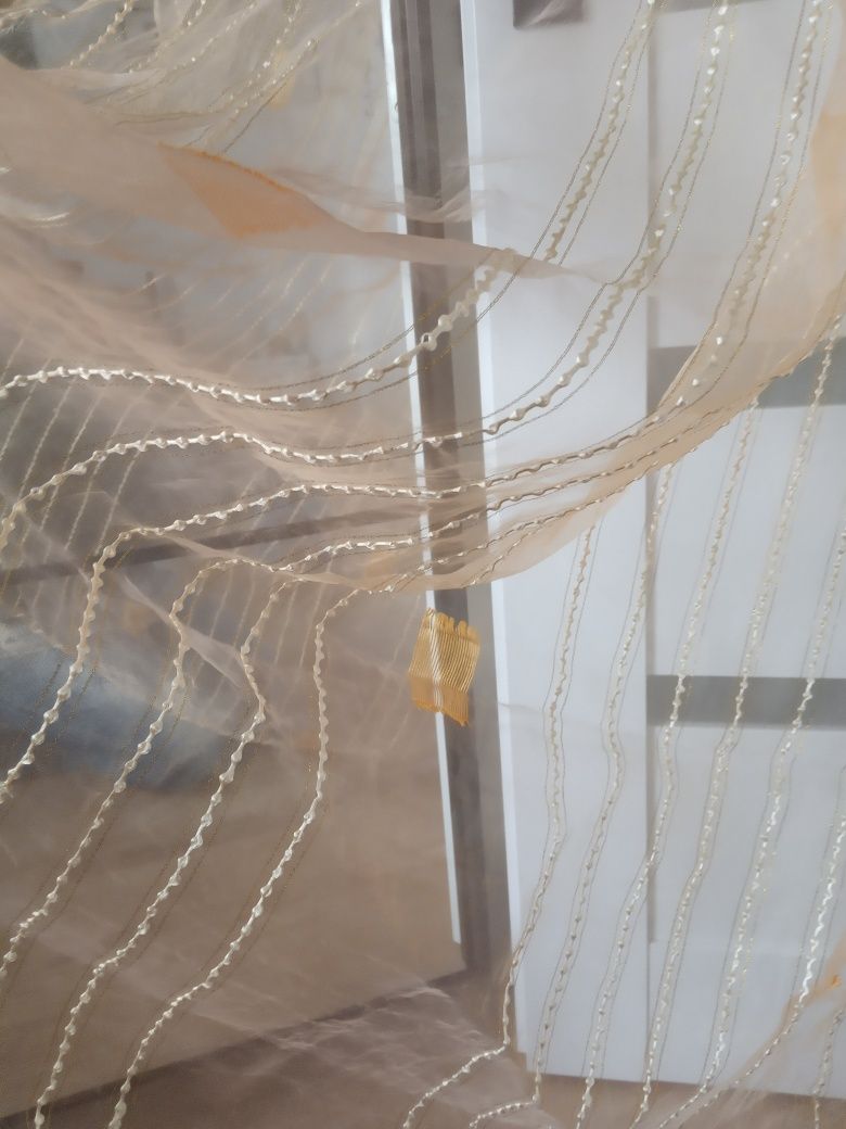 Organza organtyna złoty łososiowy materiał firanka 200 x 40 cm
