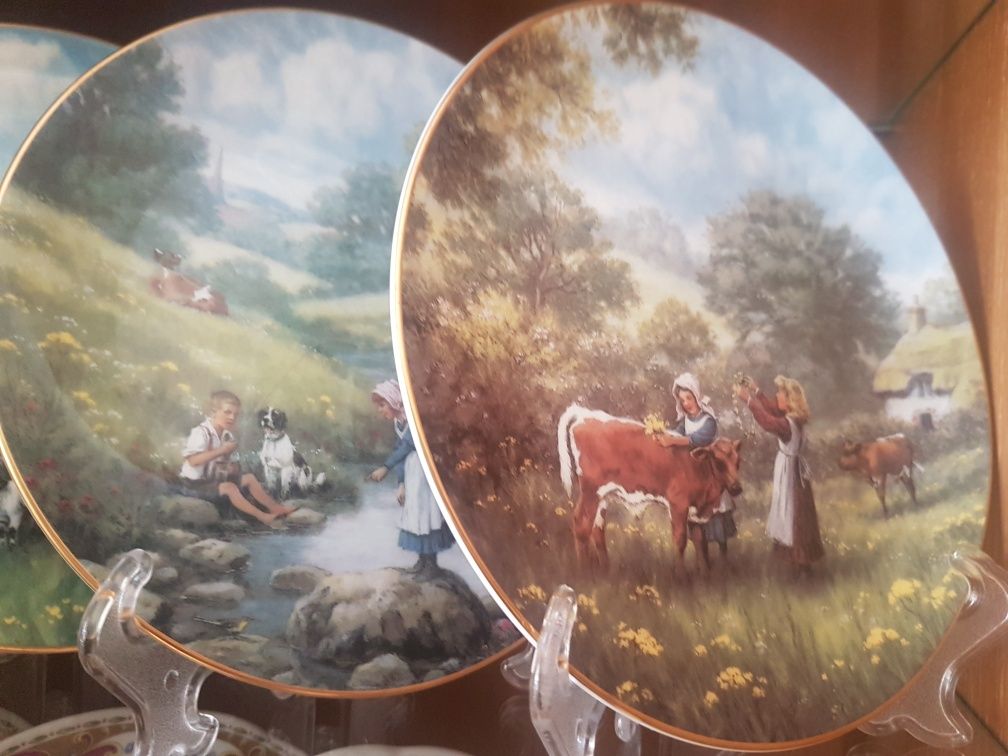 Talerze wieś dzieci zwierzęta Royal Doulton 4 szt talerz