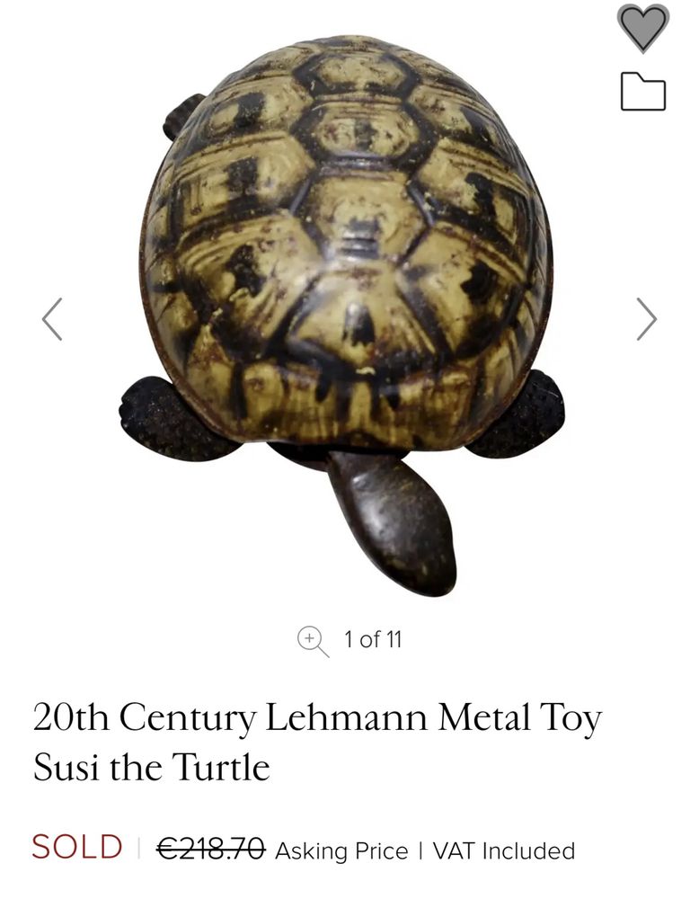 Brinquedo de metal, latão, Lehmann Susi a tartaruga U.S, Alemanha