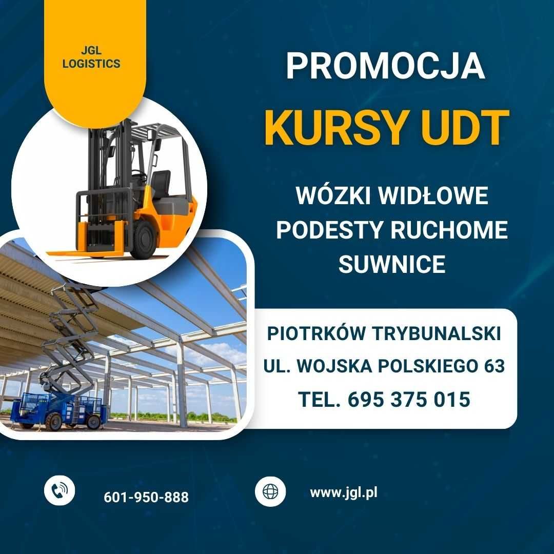 Kurs na operatora wózka widłowego. UDT. Niska cena  Piotrków Tryb.