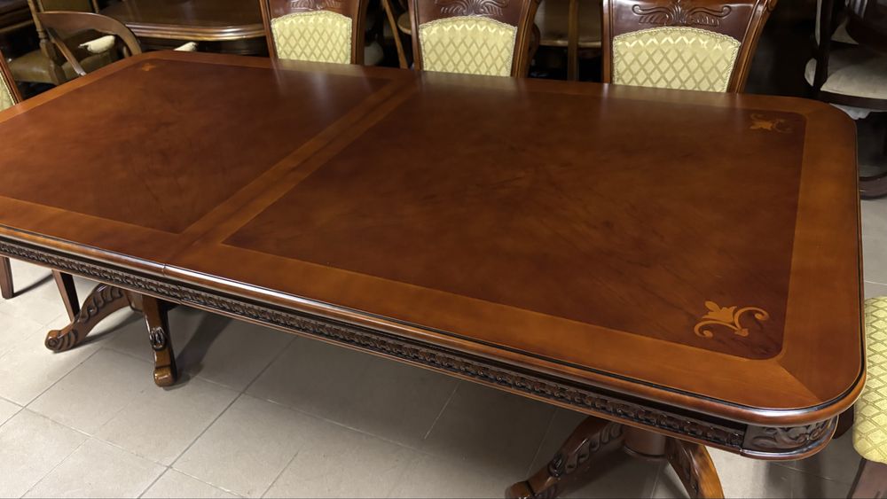 Stylowy Rozkładany Stół + 8 krzeseł 14 osób 350 cm Meble Stylowe sklep