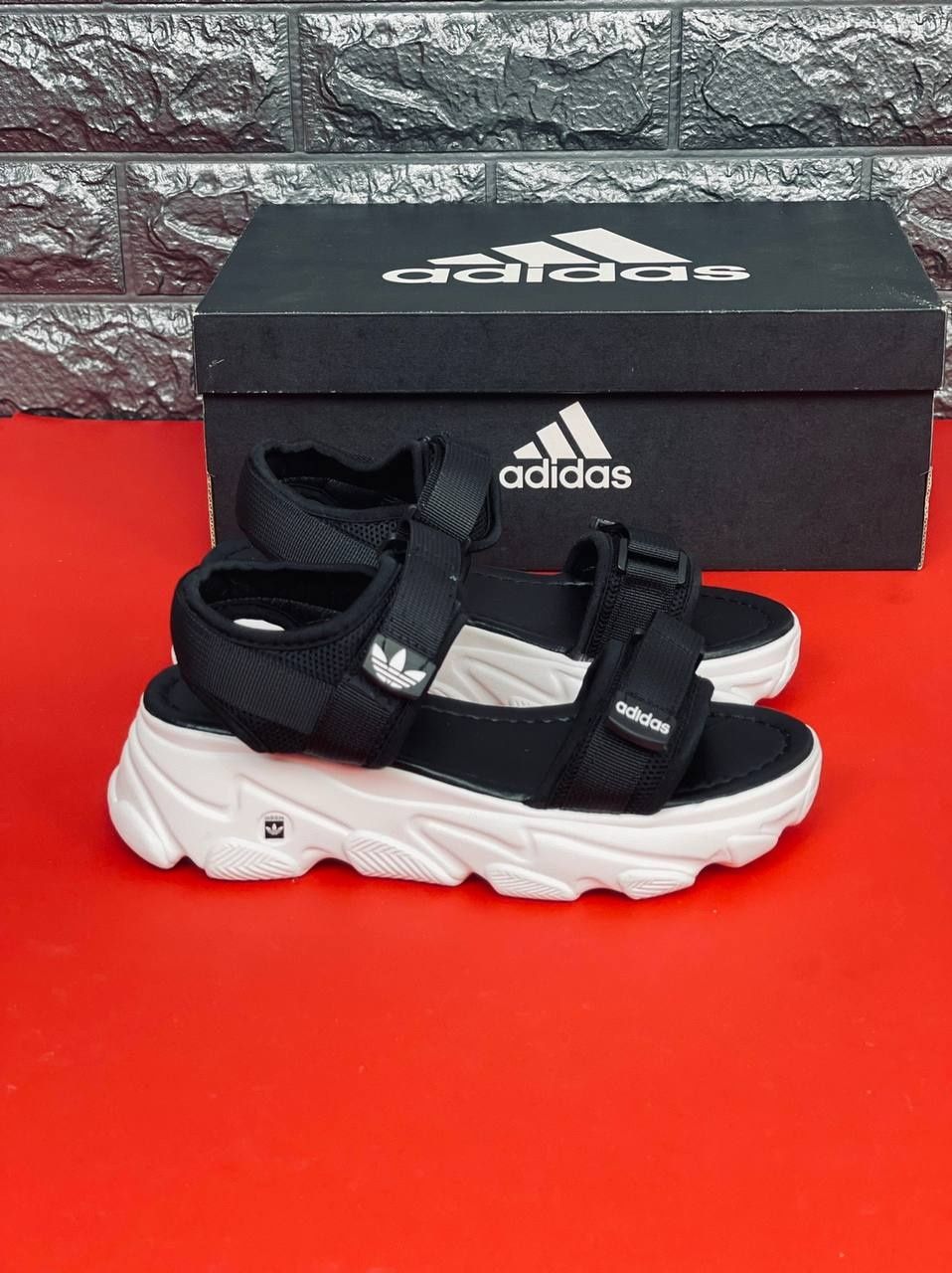 ЖЕНСКИЕ босоножки Adidas сандалии чёрного цвета Адидас на липучке35-40