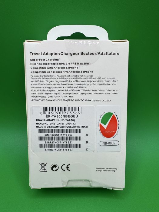 Мережевий зарядний пристрій Samsung 25W PD Adapter USB-C
