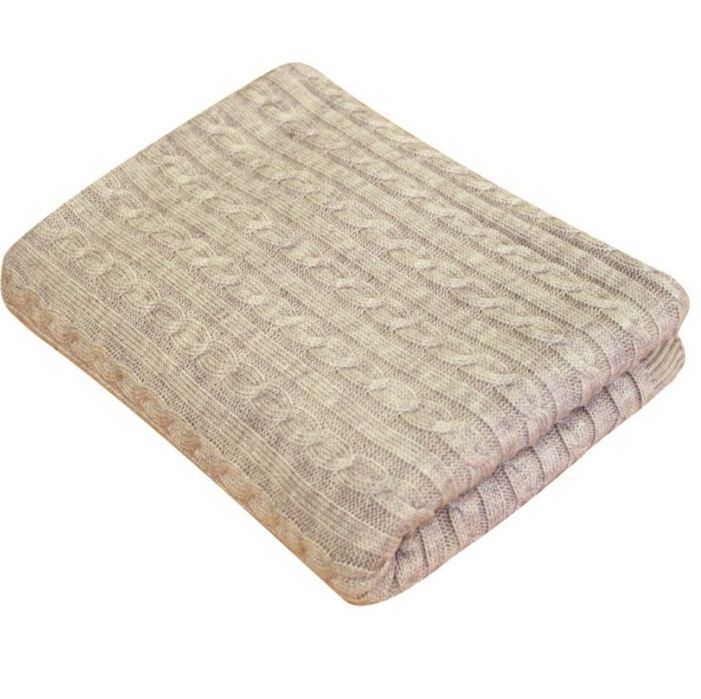 Теплий та якісний плед Прованс Soft косы 220х240 см Латте