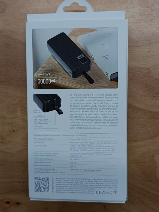 Павербанк ColorWay 30 000 mAh Black (CW-PB300LPC5BK-PDD)