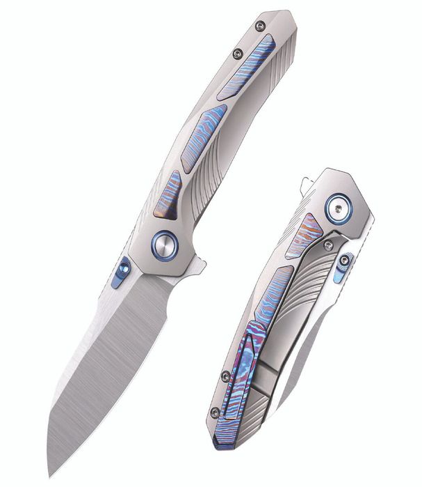Nóż składany Remette Kestrel Gray Titanium/Timascus, Satin CPM S35VN