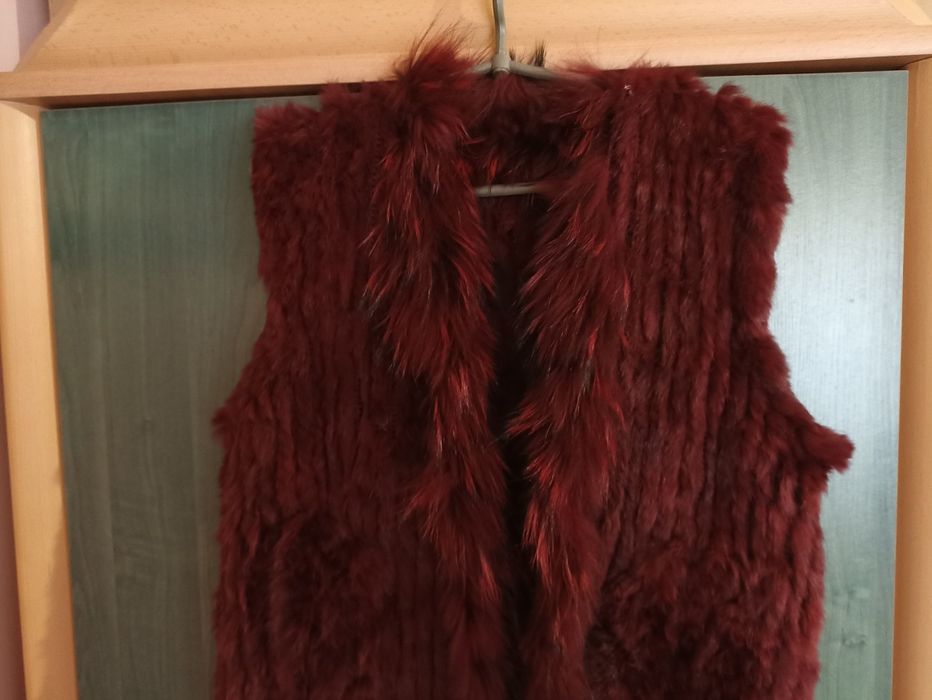 Жилетка вязаная с натуральным мехом кролика, размер 50