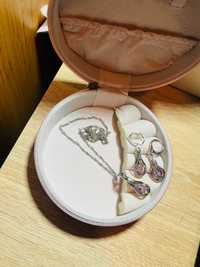Zestaw biżuterii srebrnej 925 kolczyki + naszyjnik