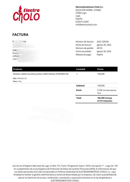 Junkers Euroline Placa novo