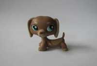 Figurka jamnik Littlest Pet Shop LPS brązowy w łatki