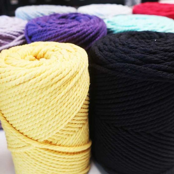Fio de Algodão Torcido 3 Cabos 3PLY – Ideal para Macramé, Várias Cores