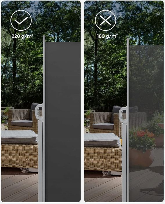 SONGMICS Osłona boczna, wysuwana, 160 x 350 cm szara GSA165G02